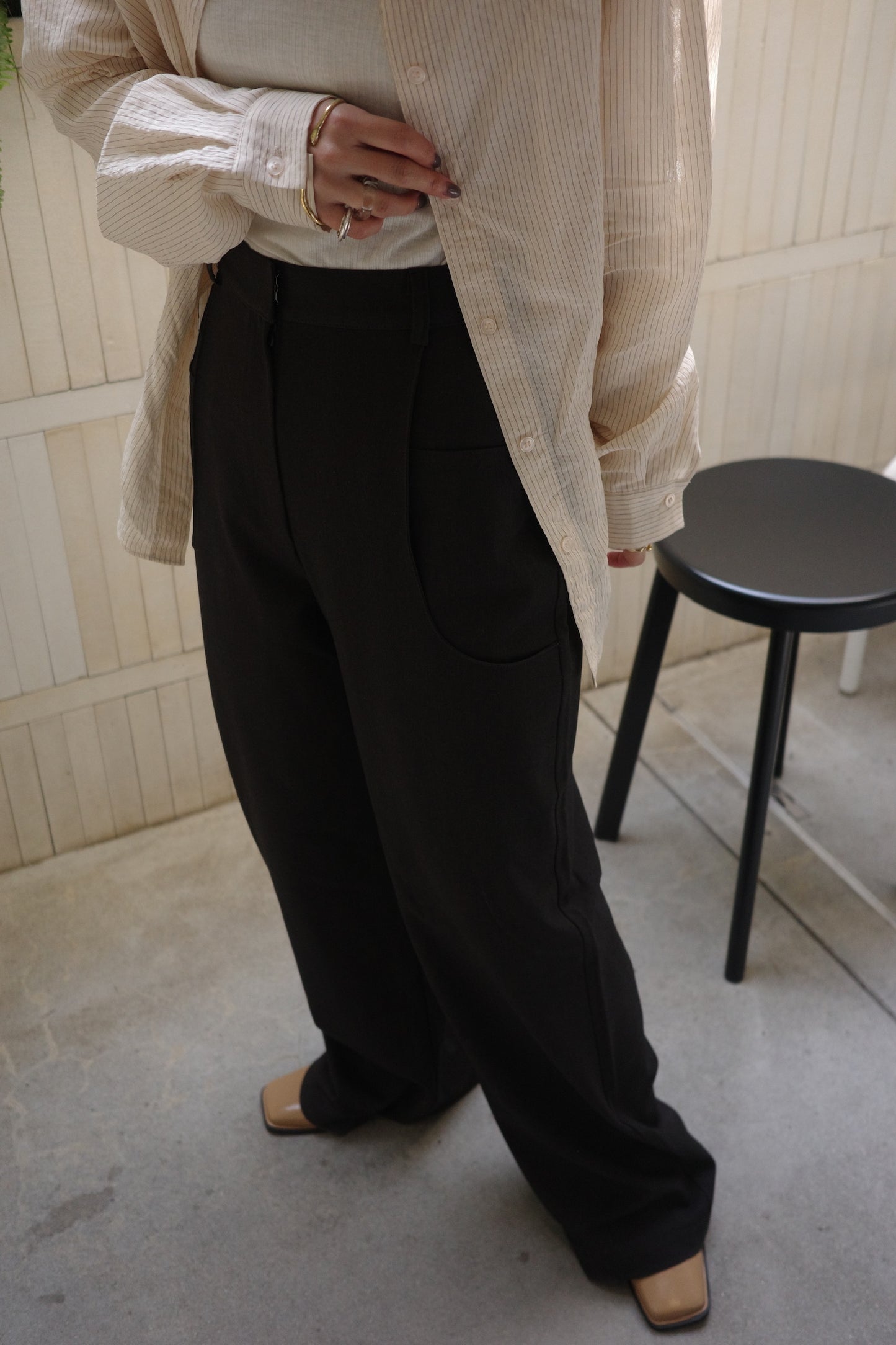 double pocket wide pants