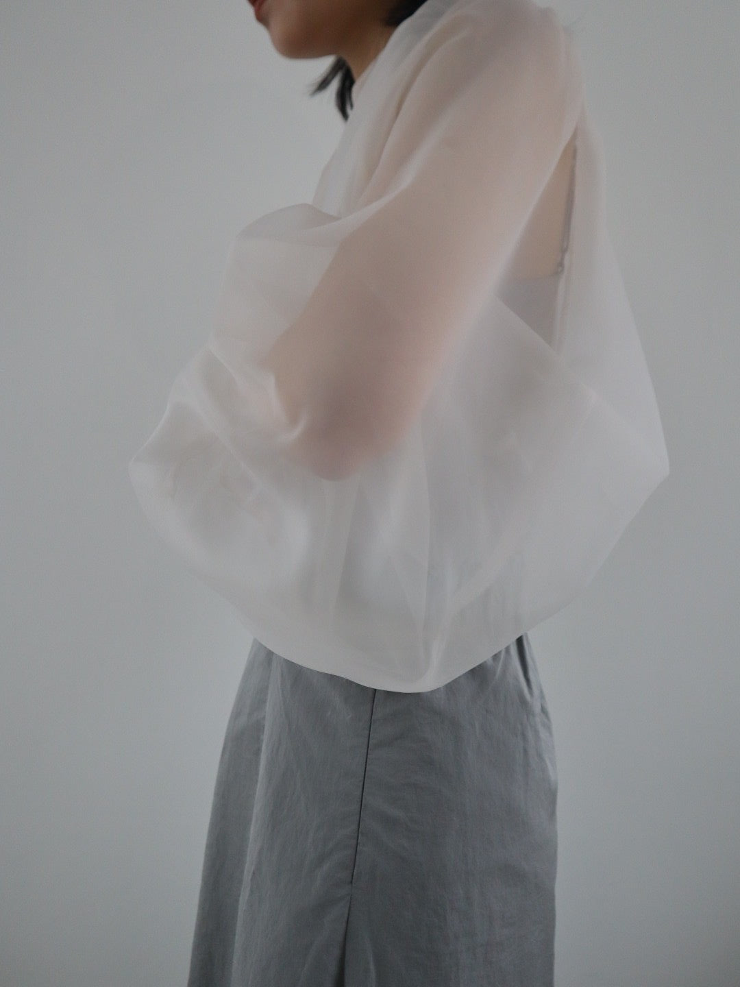 puff sleeve sheer blouse