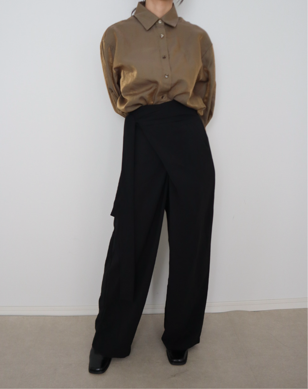 waist wrap wide pants