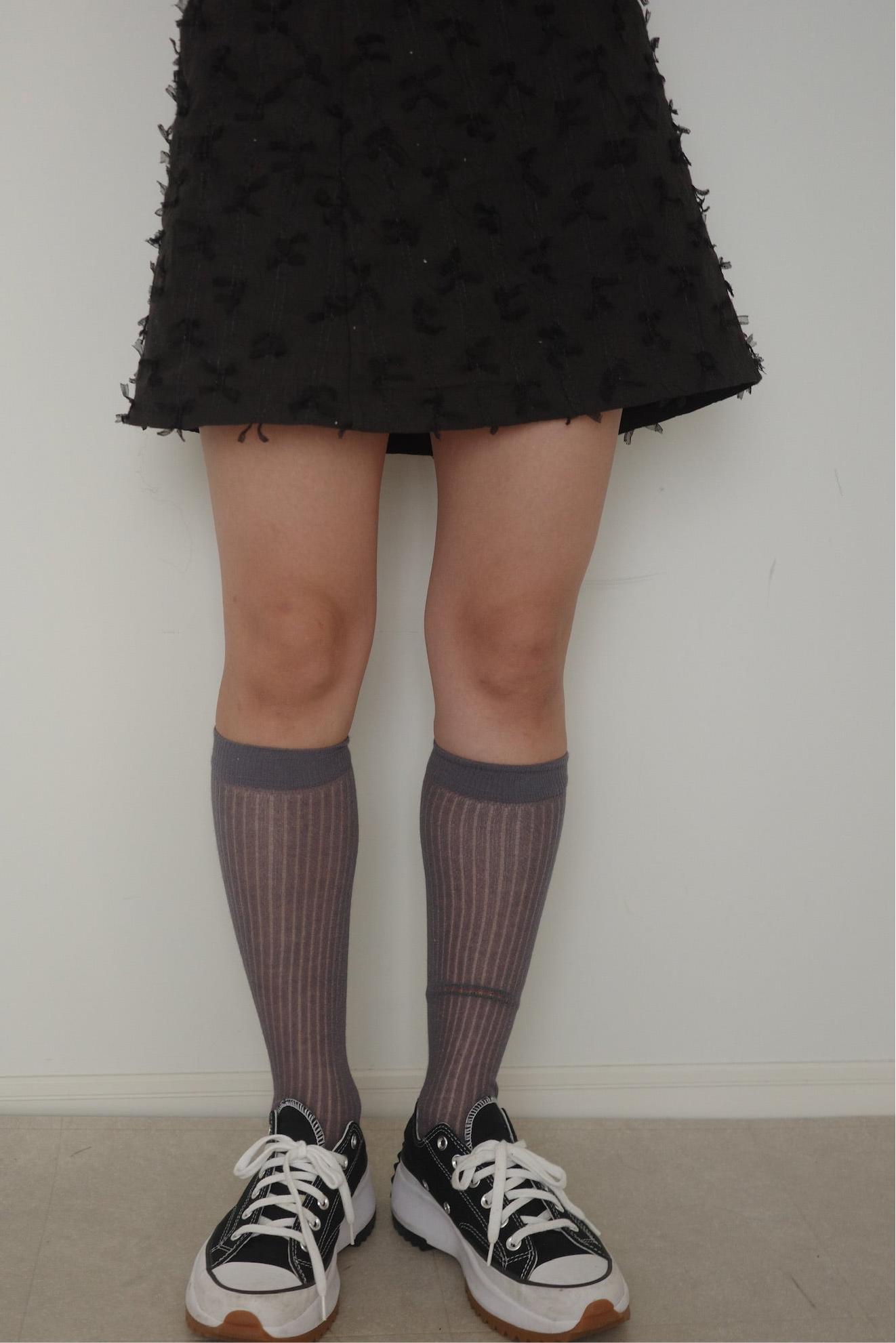 rib sheer high socks