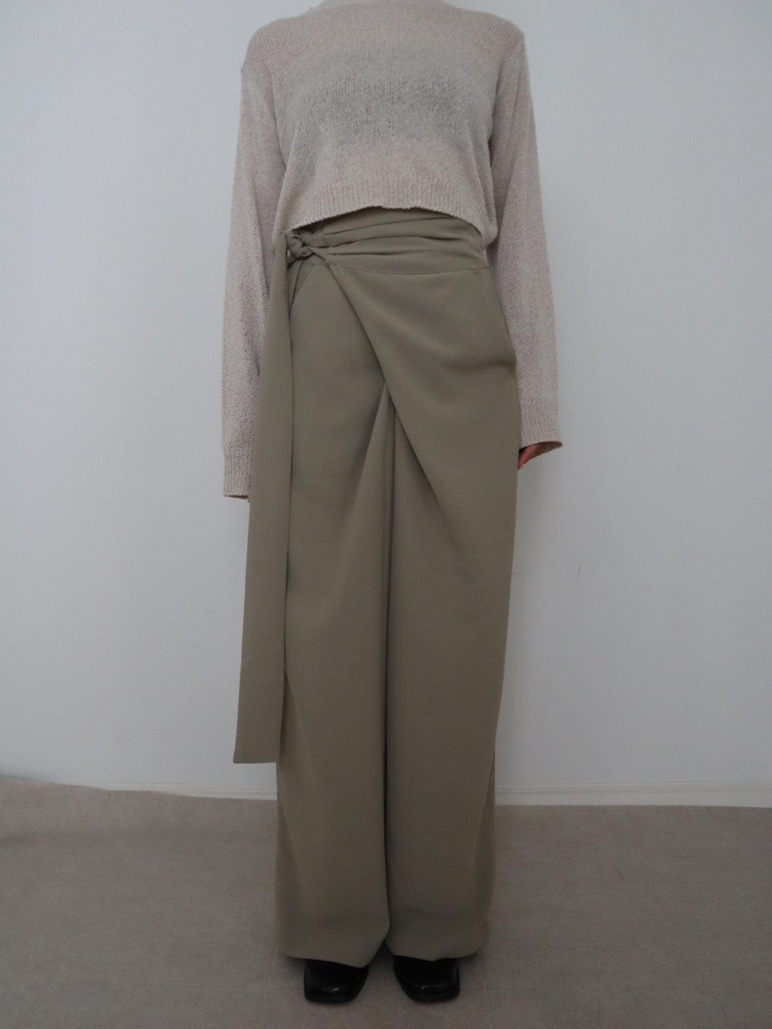 waist wrap wide pants