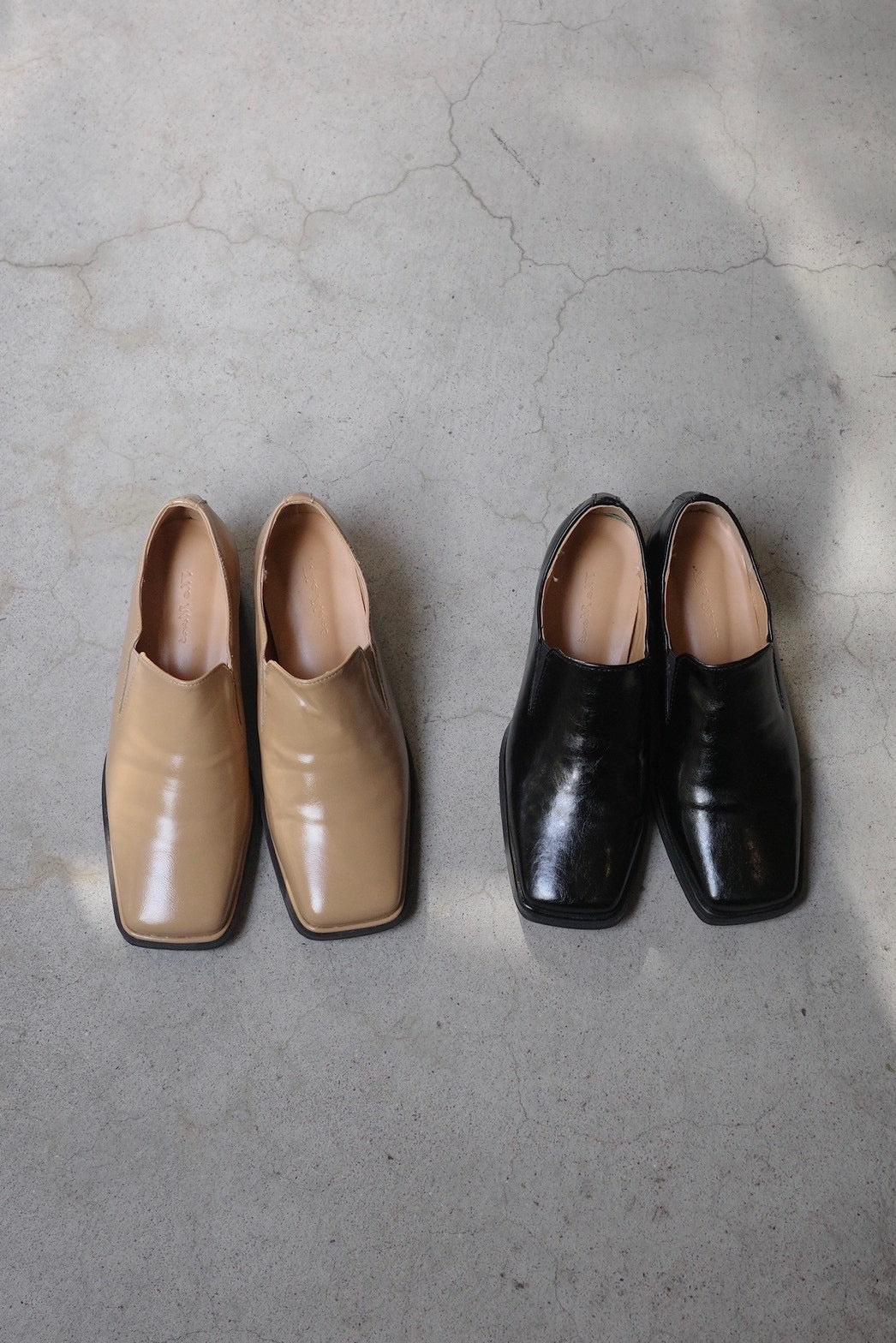 square toe vegan leather shoes