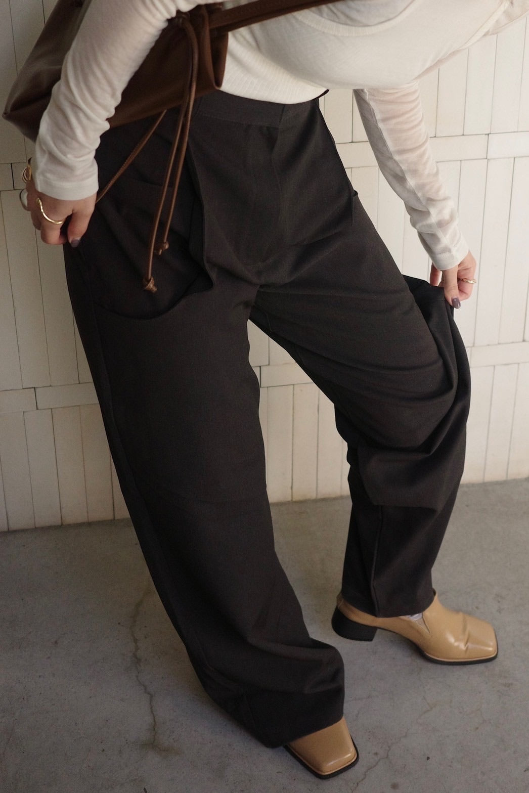 double pocket wide pants