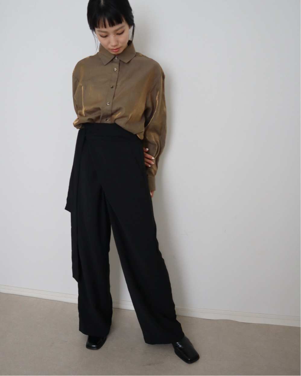 waist wrap wide pants