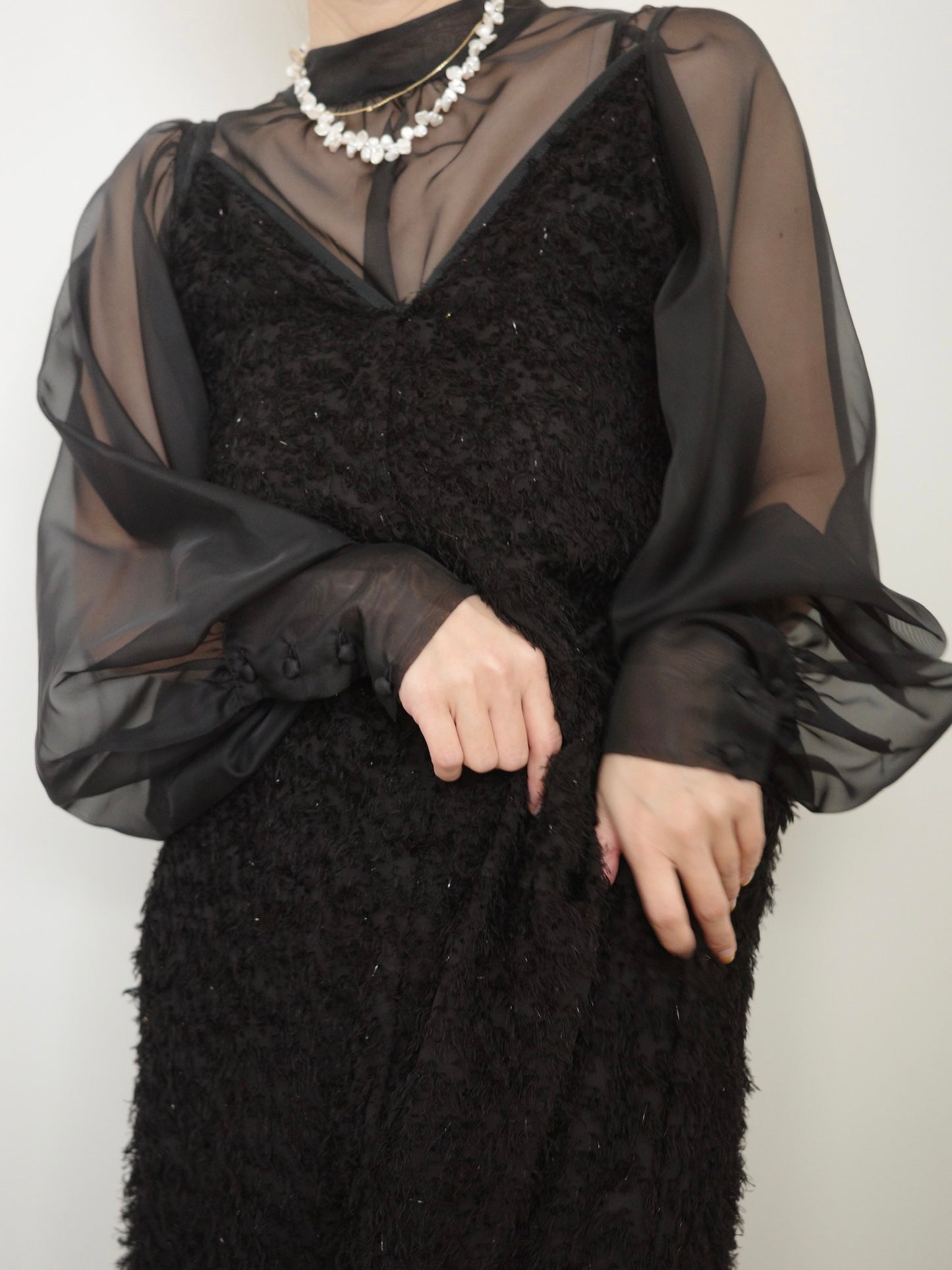 puff sleeve sheer blouse