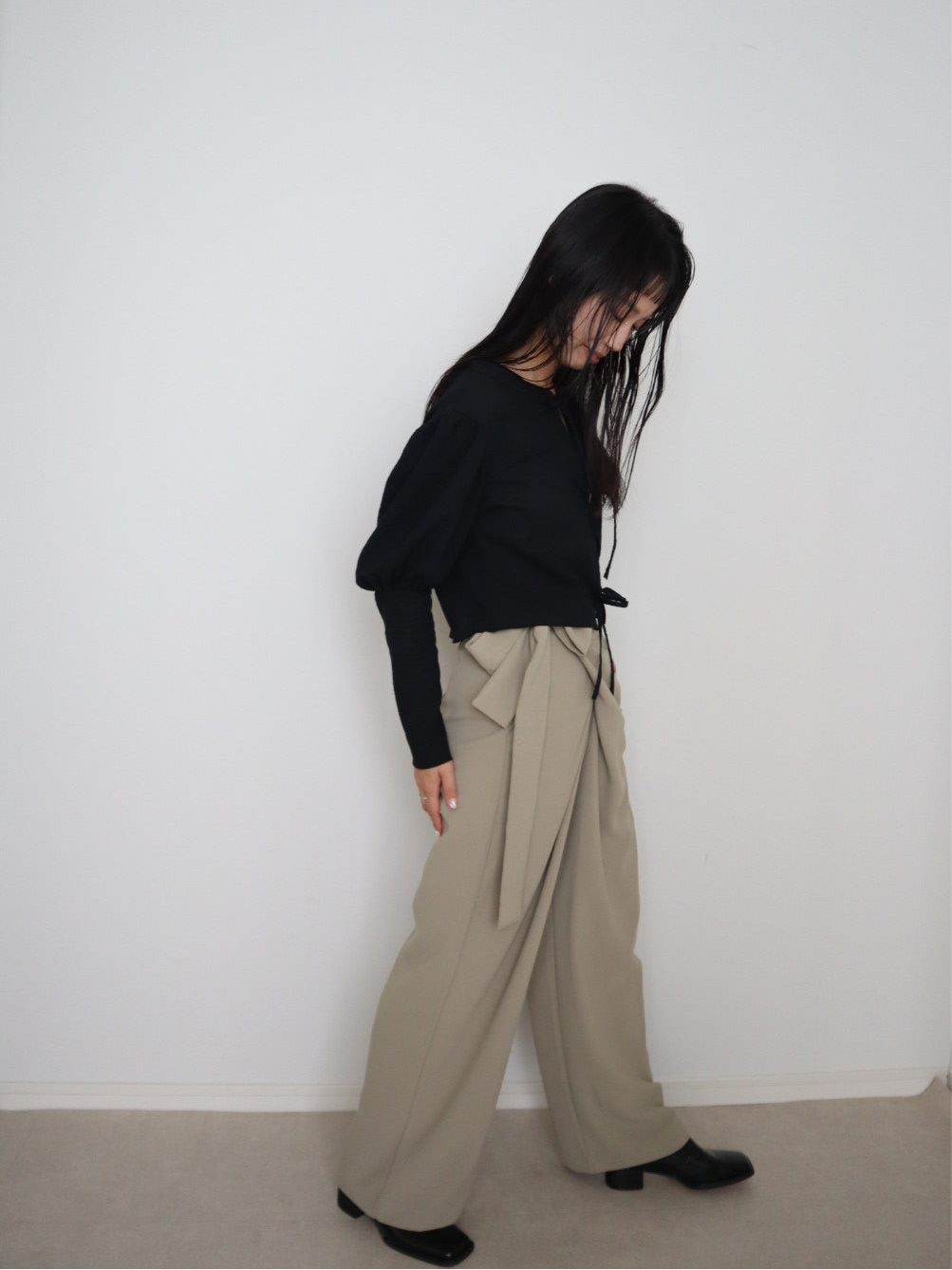 waist wrap wide pants