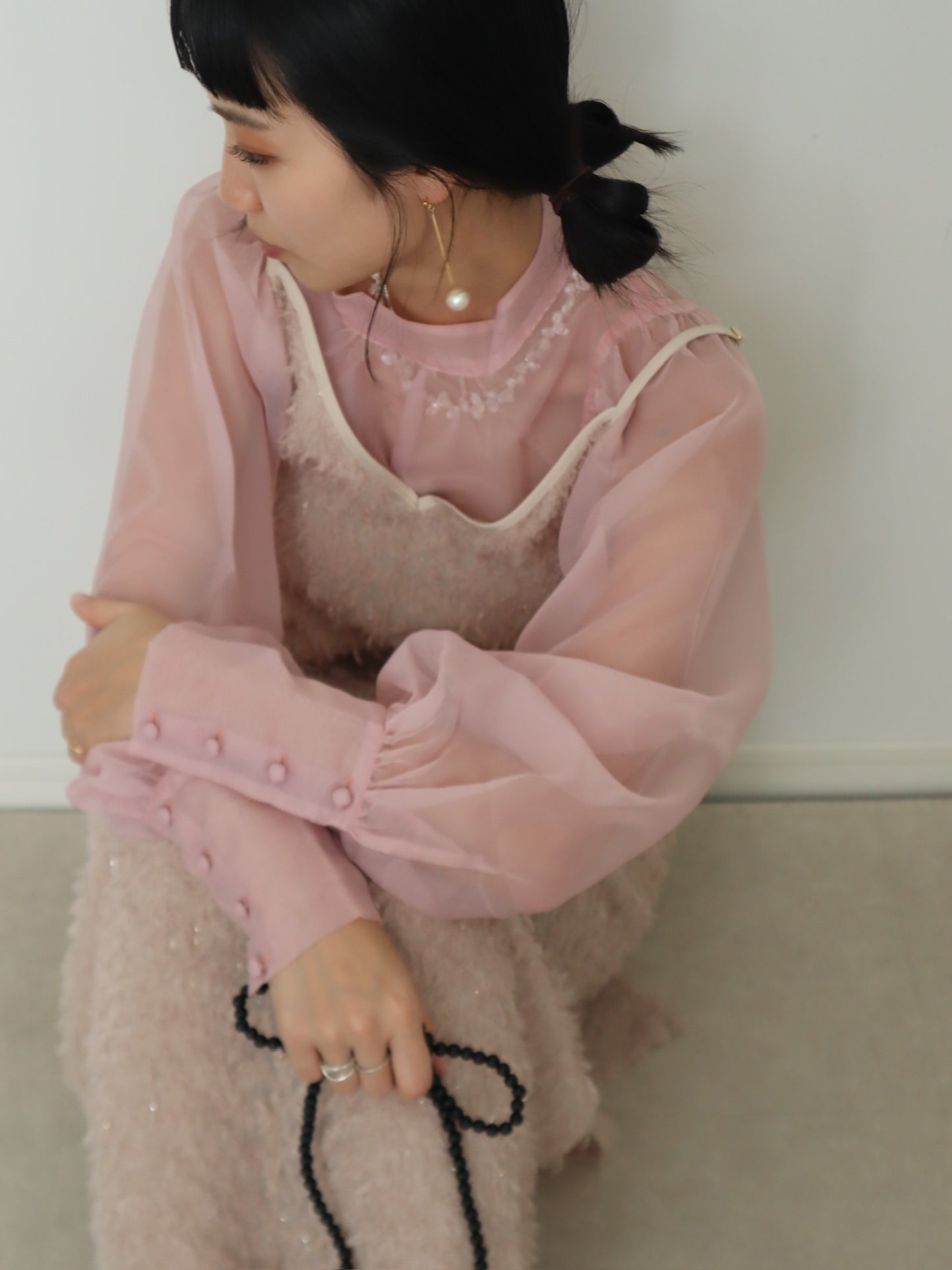 puff sleeve sheer blouse