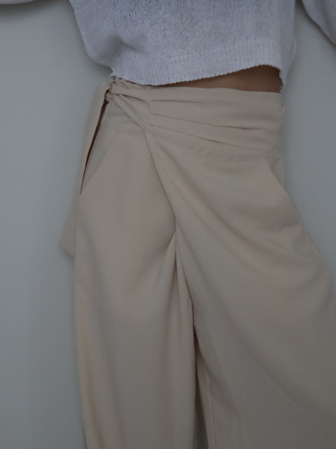 waist wrap wide pants