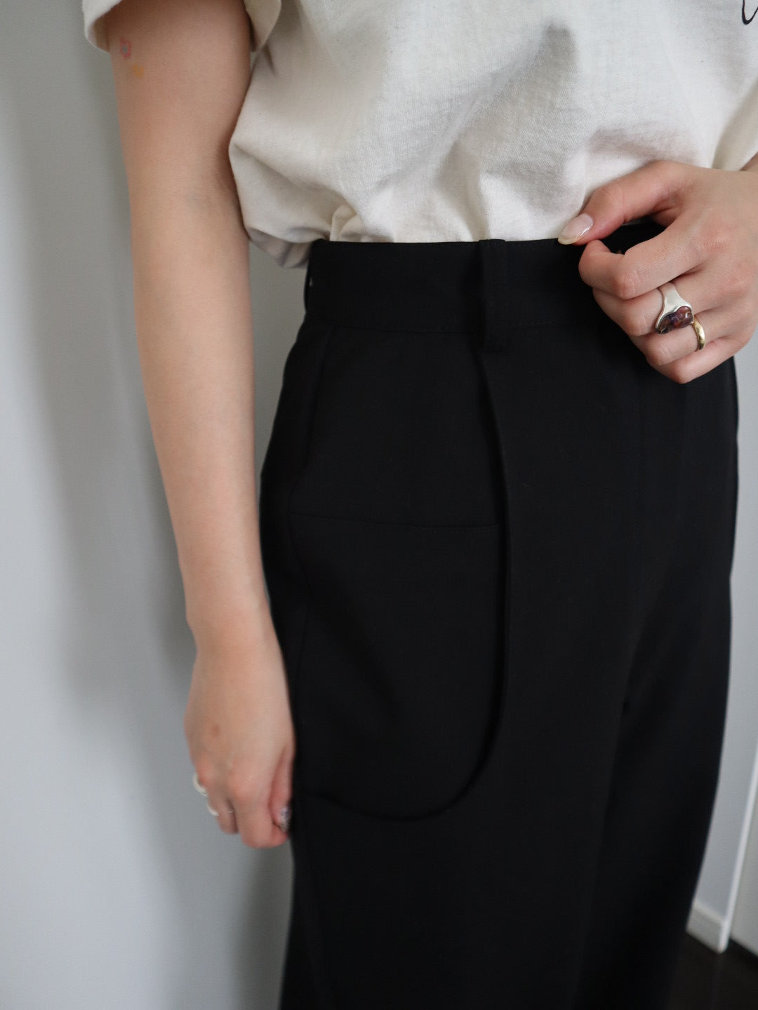 double pocket wide pants