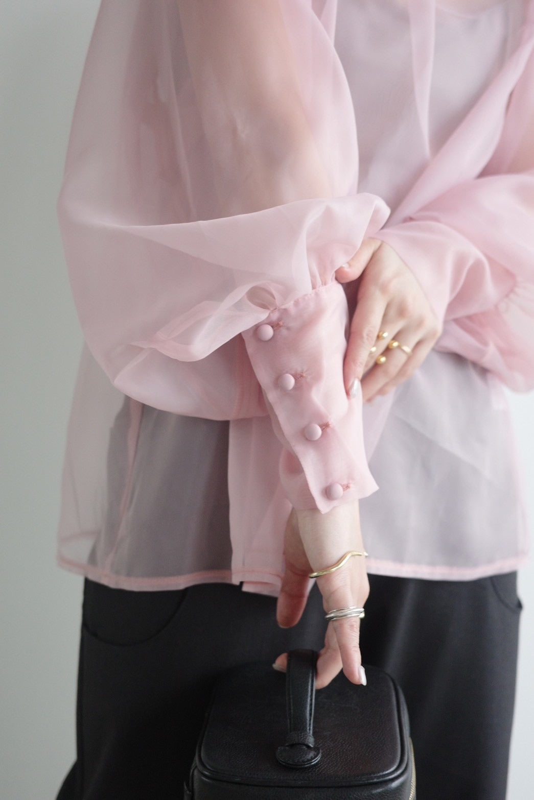 puff sleeve sheer blouse