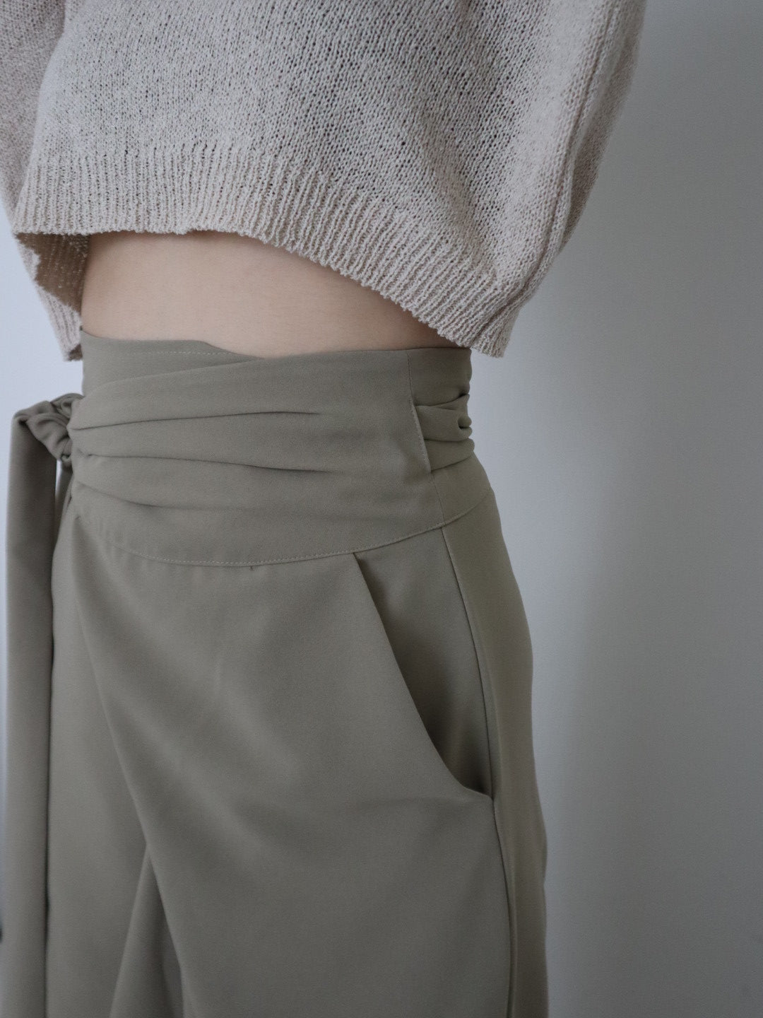 waist wrap wide pants