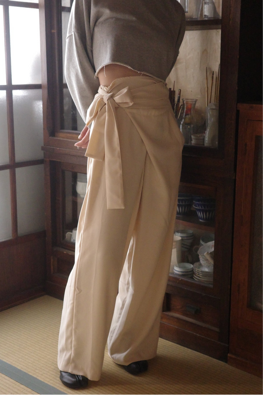 waist wrap wide pants