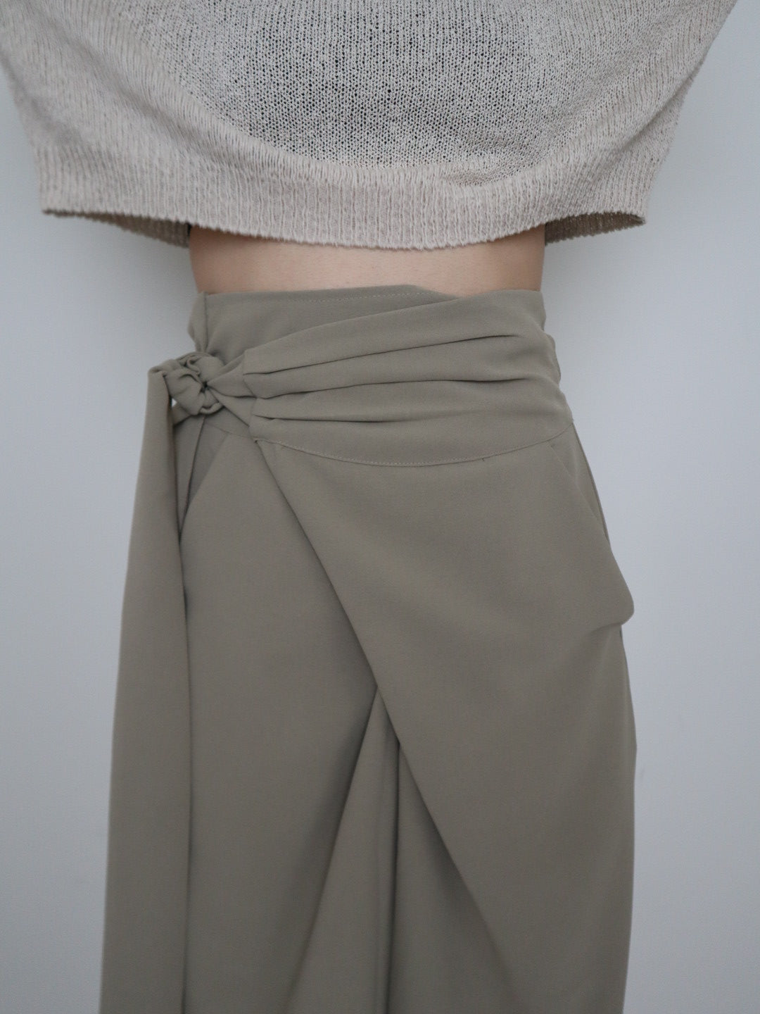 waist wrap wide pants