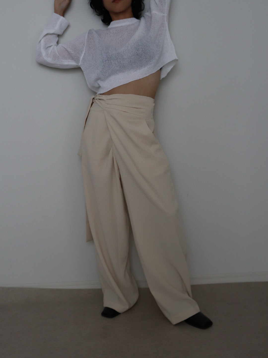 waist wrap wide pants