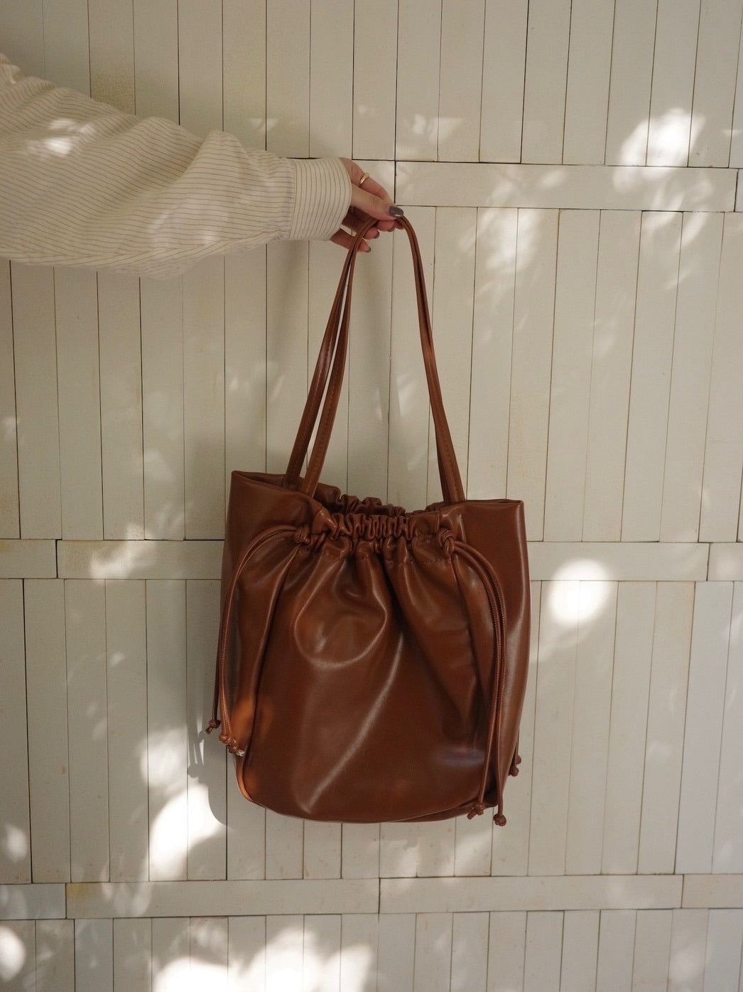 vegan leather gather bag