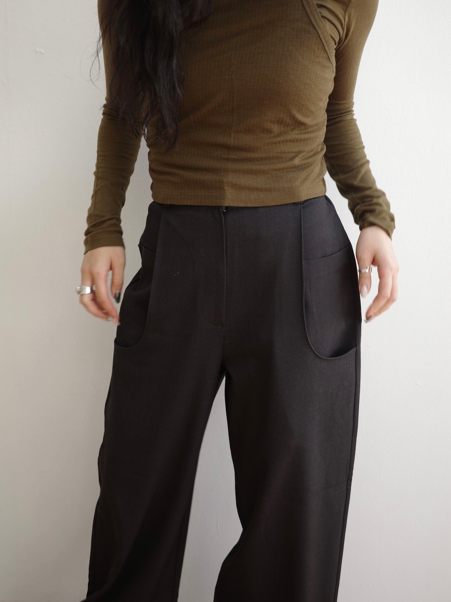 double pocket wide pants