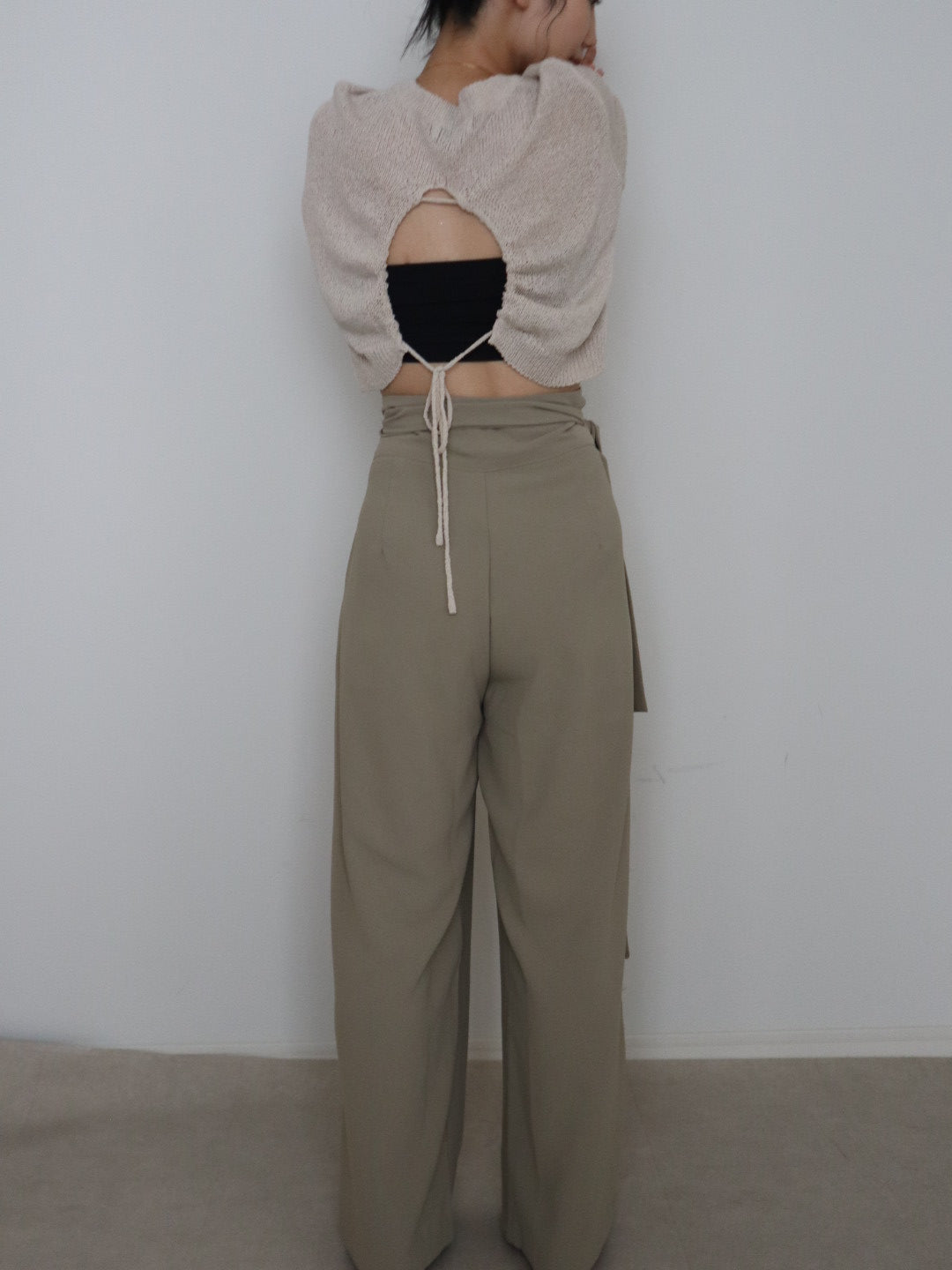 waist wrap wide pants