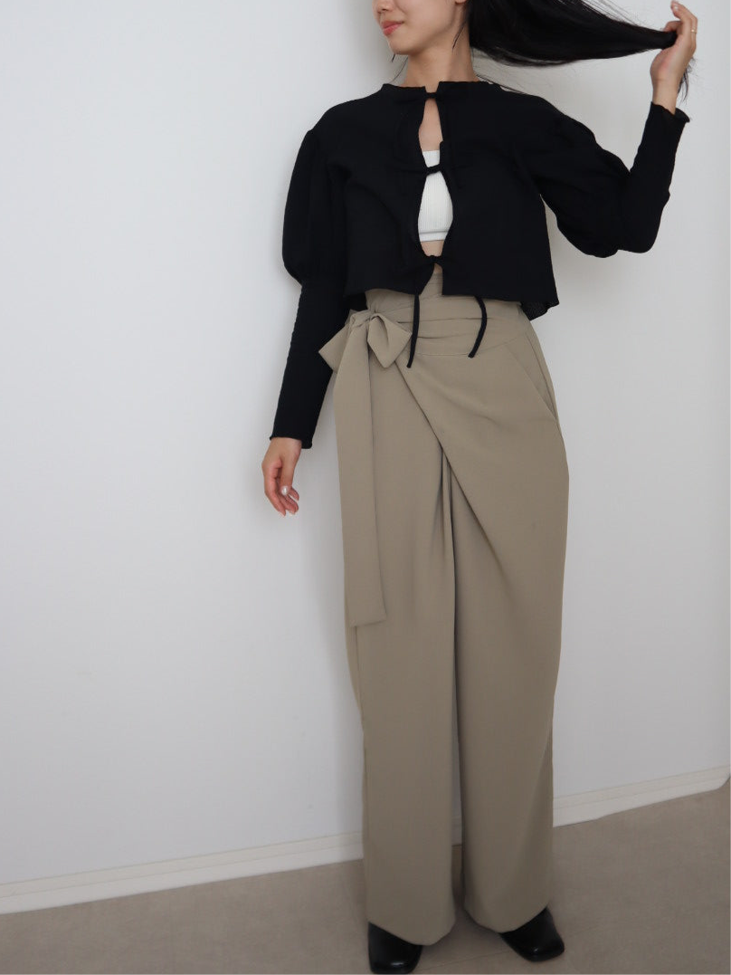 waist wrap wide pants