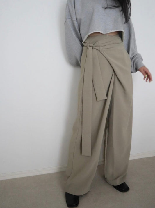 waist wrap wide pants